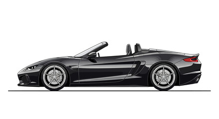 Obraz premium Sleek Black Convertible Sports Car Side Profile | Modern Luxury Automotive