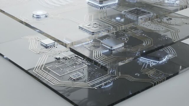 Medium shot focusing on wireless sensor tags integrated into laminated sheets highlighting seamless connectivity and data transmission for structural health monitoring.