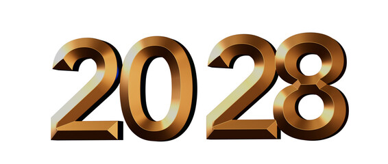 2028 year in gold. Perfect for New Year's or anniversary visuals. Suitable for greetings and events. © vegefox.com