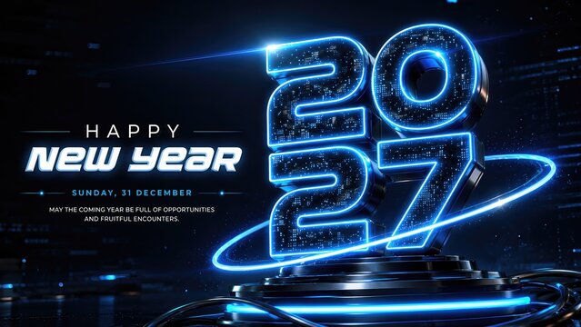 2027 Futuristic Digital Technology Concept with AI Network and Data Flow 3D Illustration