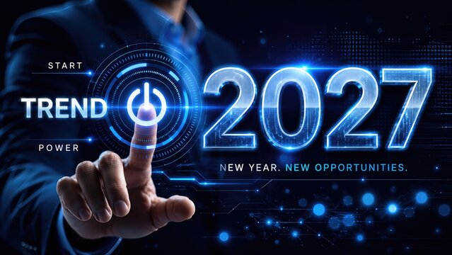 2027 Financial Growth and Investment Success Concept 3D Illustration