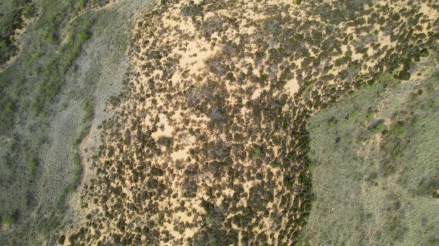 4K aerial footage of desertified land landforms in Inner Mongolia
