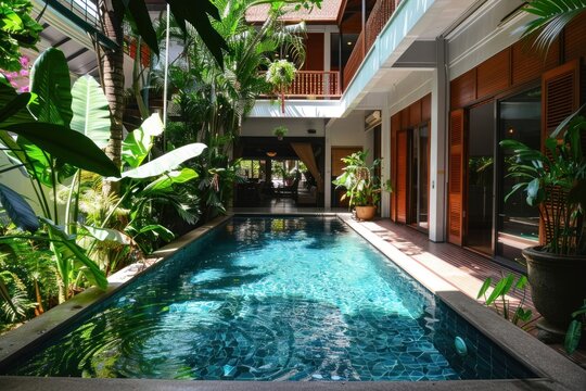 A tropical tradition large home in Bangkok plant architecture outdoors.