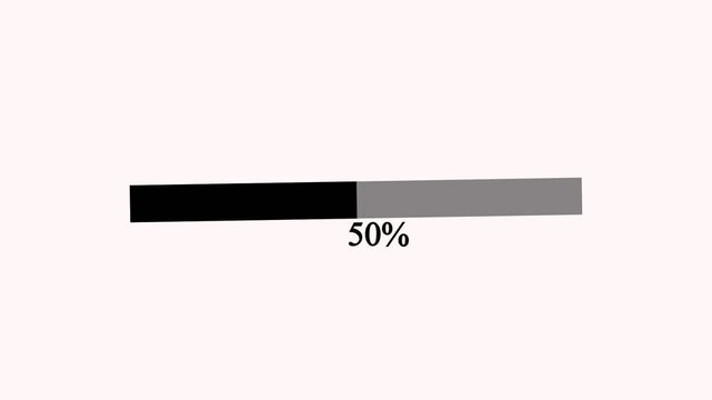 Sharp rectangular linear progress bar horizontal loading indicator showing percentage numbers from 5 to 95 percent on light background for system updating and web software download status.