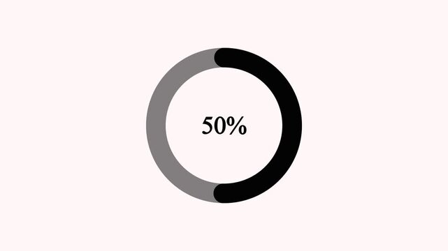 Grayscale circular progress ring loading indicator with bold centered percentage numbers scaling up from 5 to 95 percent for infographic chart design and app download processing status.