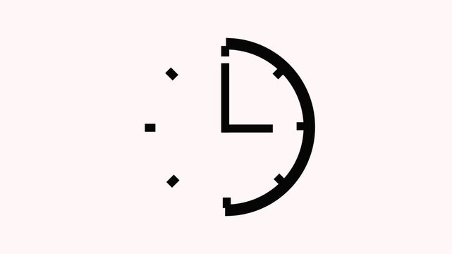 Classic pixel aligned clock timer loading animation icon showing 3 o'clock position with closing circular border line progress for simple interface design countdown processing symbol.