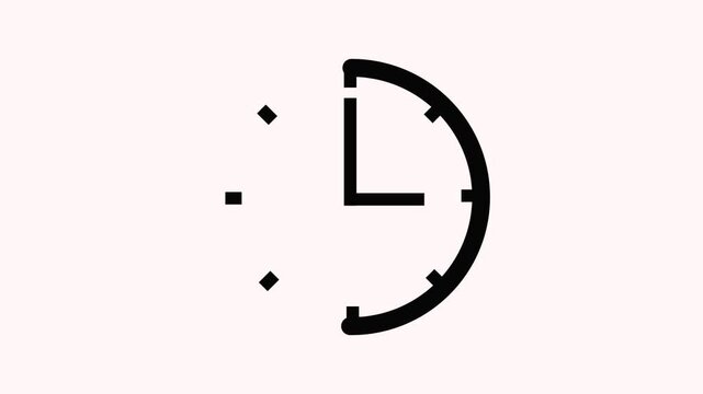 Minimalist clock style timer loading animation icon featuring unique geometric square accent hour marks and a clockwise filling circular path overlay for creative time management asset.