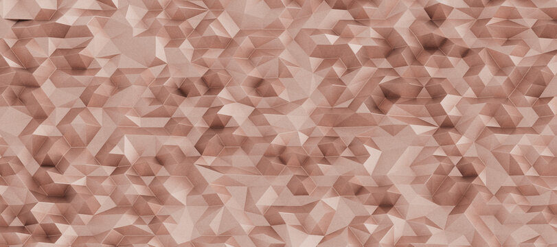 Elegant rose gold geometric low poly pattern background texture with subtle lighting effects.