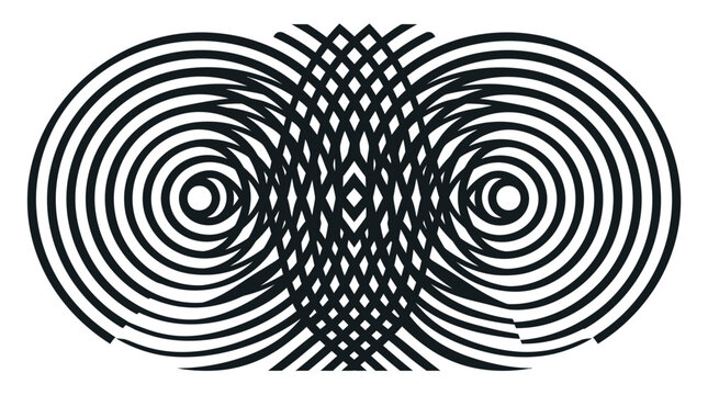 Abstract Op Art Pattern with Concentric Circles and Intersecting Lines