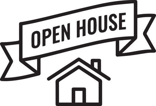 Premium Open House Banner Icon for Real Estate Marketing, Property Listings, Virtual Tours, Home Buyers, Sellers, Real Estate Agents, MLS Listings, Real Estate Websites, Social Media Ads