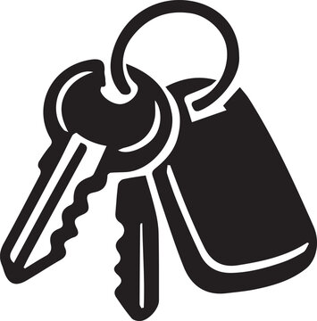 Three black keys attached to a keyring Vector