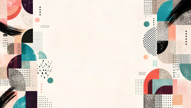 Postmodern anti-design collage with halftone textures and copy space
