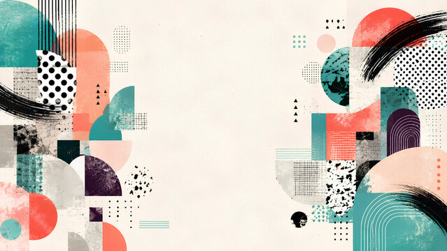 Postmodern anti-design collage with halftone textures and copy space

