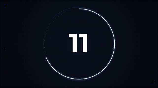 Futuristic Fifteen Second Numerical Countdown Ring for High Tech Gaming Intros and Athletic Training Intervals 4k video