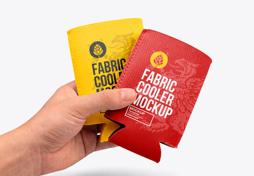 Can Cooler Sleeve Mockup in Hand