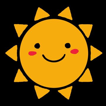 お日さま、かわいい太陽の手描きイラスト素材