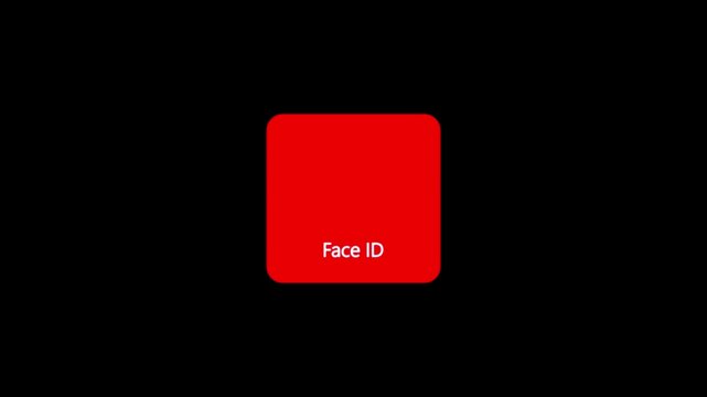 Face id Unlock icon animation on alpha channel dark background. facial recognition biometric security authentication mobile phone. ck animation video