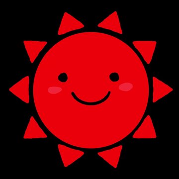 お日さま、かわいい太陽の手描きイラスト素材