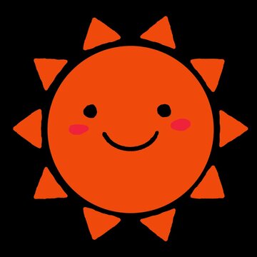 お日さま、かわいい太陽の手描きイラスト素材