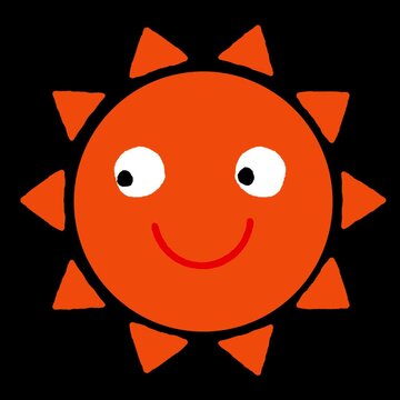 お日さま、かわいい太陽の手描きイラスト素材