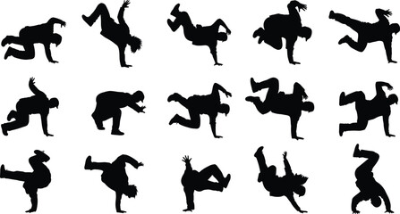 Fototapeta premium Construction Vehicles and Heavy Machinery Black Silhouettes Vector Illustration Set