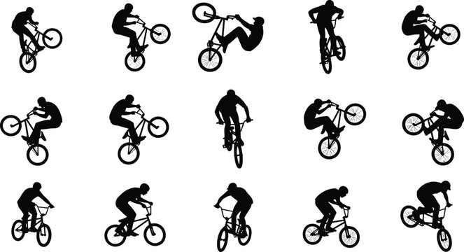 Breakdancer Silhouettes Collection Set of Dynamic Street Dance Moves Vector Illustration