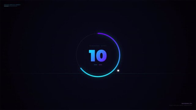 Minimalist cyber circular countdown timer 15 to 0 for gaming stream overlays and futuristic digital interface elements 4k video