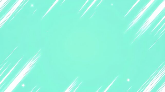 Abstract mint green background featuring dynamic diagonal speed lines and sparkling stars for motion graphics design projects.