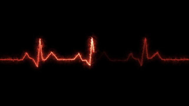  monitor beating heart with a neon electrocardiogram , featuring dynamic HUD elements and a gradient t neon heartbeat signal icon animation background on black back ...