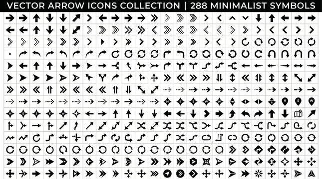 288 arrow icon pack, usefull arrow icon. Mega set of vector arrows. eps 10 vector