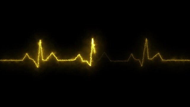 L monitor beating heart with a neon electrocardiogram overlay, featuring dynamic HUD elements and a gradient background.Abstract neon heartbeat signal icon animation background on black back ...