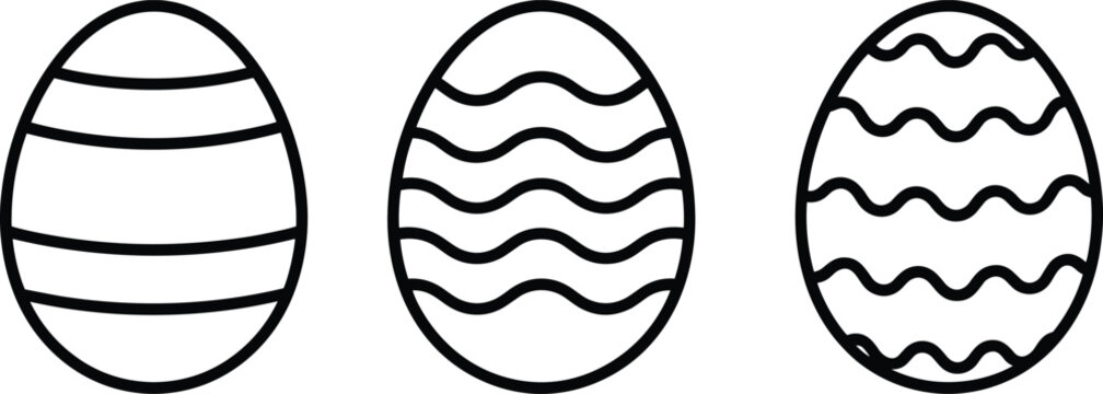 &ldquo;Colorful decorative Easter eggs with unique abstract line patterns, festive holiday design for seasonal celebration and spring artwork&rdquo;