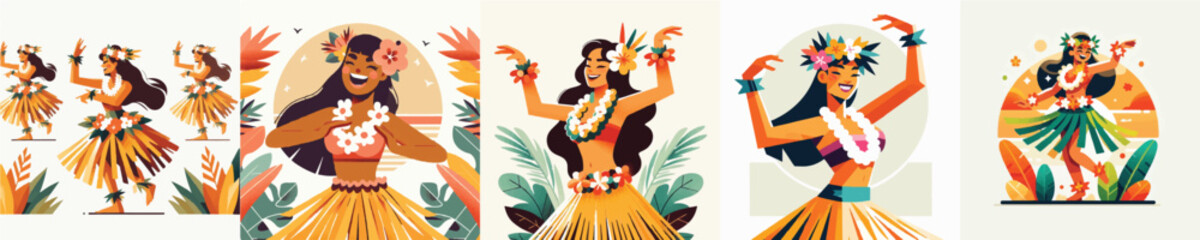 Vector of a Hawaiian woman performing a traditional hula dance © FirdianKrisna