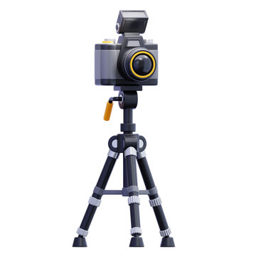 Camera on tripod stand, photography equipment