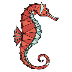 Ornate geometric seahorse with detailed outlines. © go