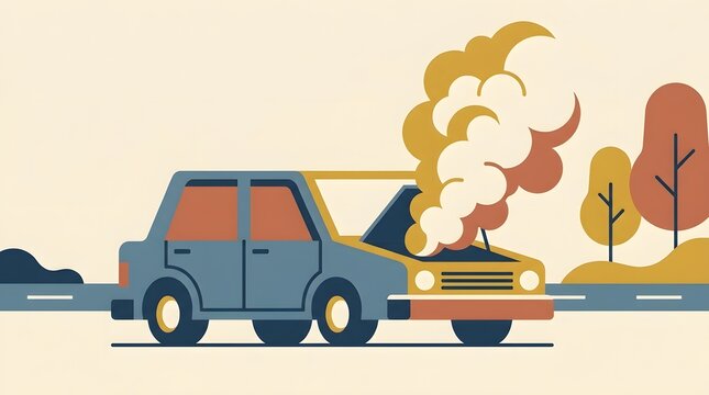 car with thick smoke from hood