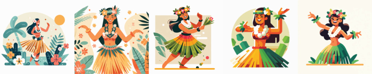 Vector of a Hawaiian woman performing a traditional hula dance © FirdianKrisna