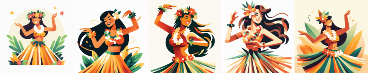 Vector of a Hawaiian woman performing a traditional hula dance © FirdianKrisna