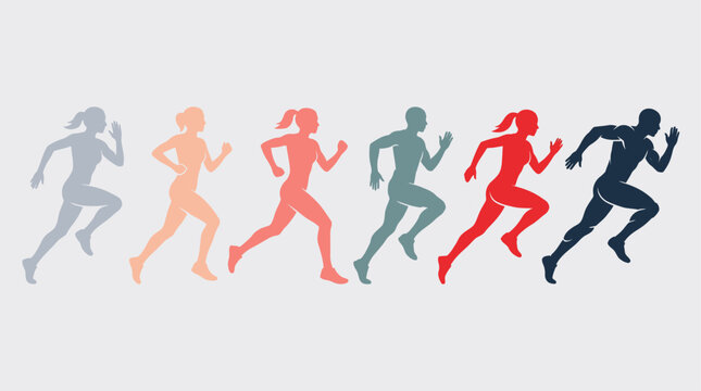 Running Silhouettes Evolution &ndash; Dynamic Marathon Runner Vector Illustration Collection