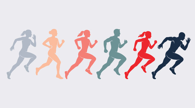 Running Silhouettes Evolution &ndash; Dynamic Marathon Runner Vector Illustration Collection