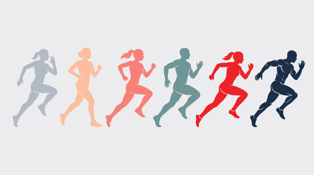 Running Silhouettes Evolution &ndash; Dynamic Marathon Runner Vector Illustration Collection