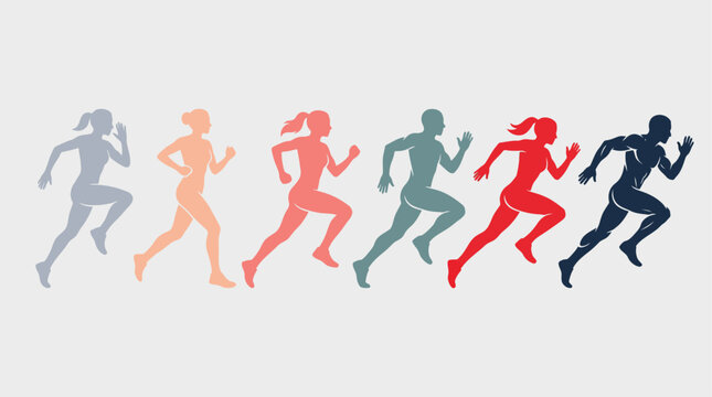 Running Silhouettes Evolution &ndash; Dynamic Marathon Runner Vector Illustration Collection