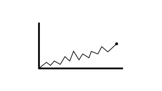 White Line Graph with Upward Trend and Data Point on white Background chart statistics. Statistics chart with upward moving white line graph and key data points in modern digital design