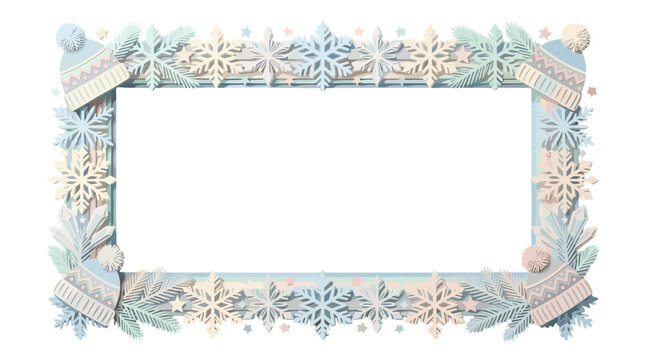 Decorative winter frame with snowflakes and pinecones for holidays