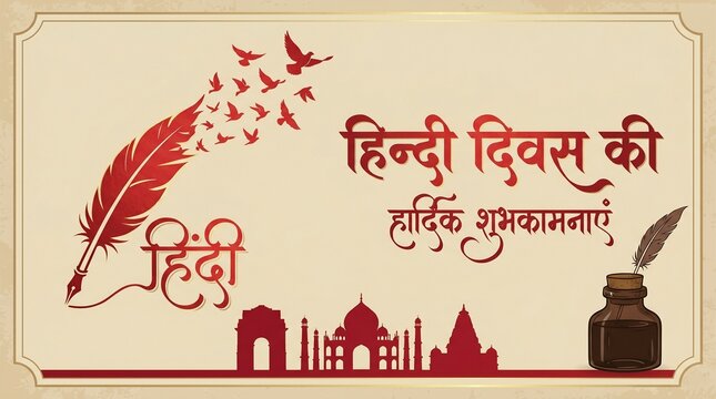 Concept of Hindi Diwas illustration