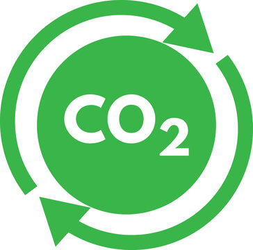 co2 gas reduction icon . Green carbon offset icon with arrows . Vector illustration