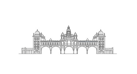 Obraz premium Large Building with Arches and Towers.