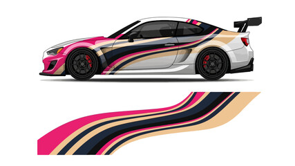 Fototapeta premium Colorful Race Car with Stylish Stripes for Automotive Design.