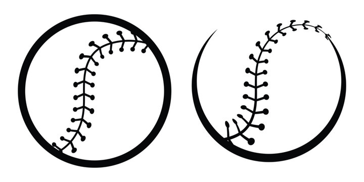 Classic baseball icon set. Baseball stitching conccept for sports graphic design. Perfect softball vector illustration.