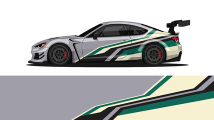 Green and Black Race Car with Stripes on Track, Sleek Aerodynamic Performance. © Lailatul
